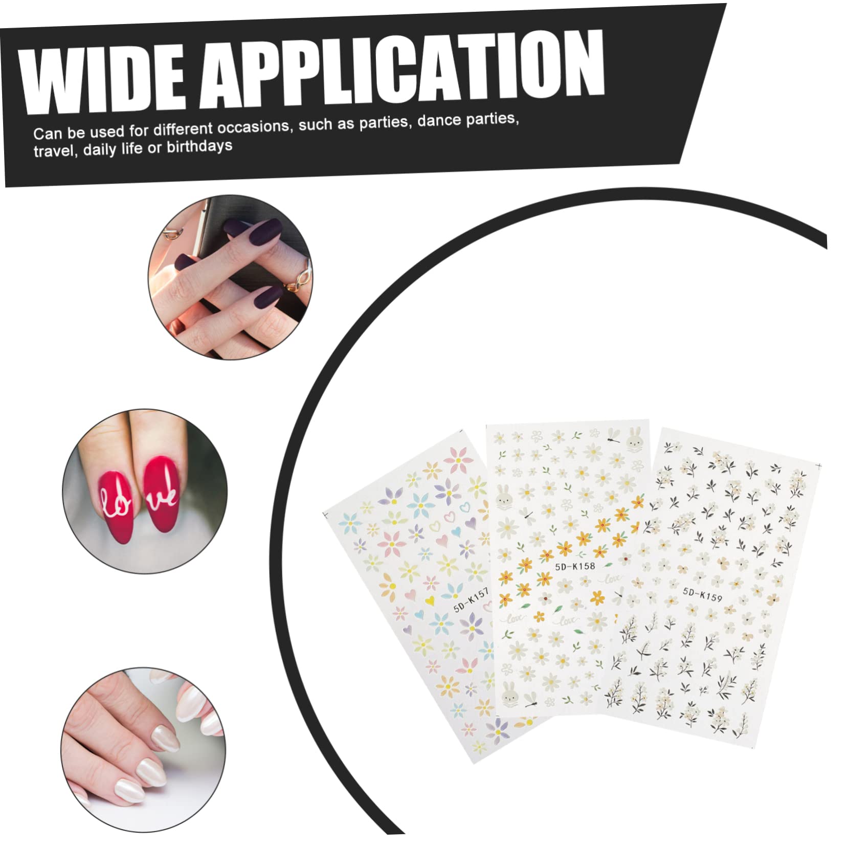 Healeved 15pezzi Adesivi Per Unghie Da Decorazioni Per Manicure Facili Da Applicare e Rimuovere Per Occasioni Speciali e Uso Quotidiano Sicuri e Compatibili Con La