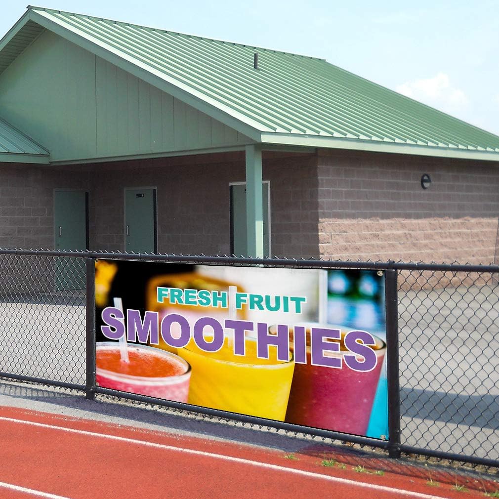 Fresh Fruit Smoothies Food and Drink Vinyl Banner Sign W/Grommets 2 ft x 4 ft