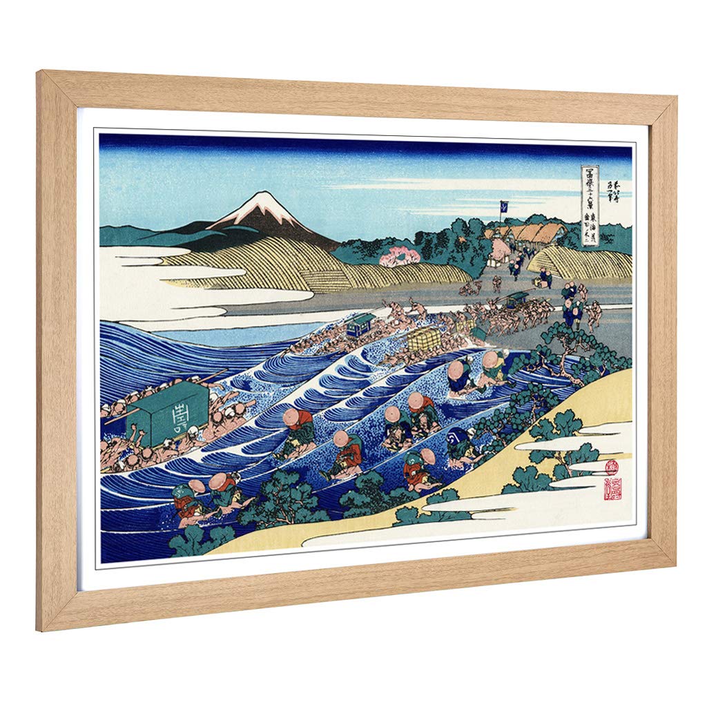 Big Box Art Framed Print of Hokusai Japanese Oriental Kanaya Design | Wall Art Picture | Home Decor for Kitchen, Living Room, Bedroom, Hallway, Oak, A2 / 24.5x18 Inch / 62x45cm