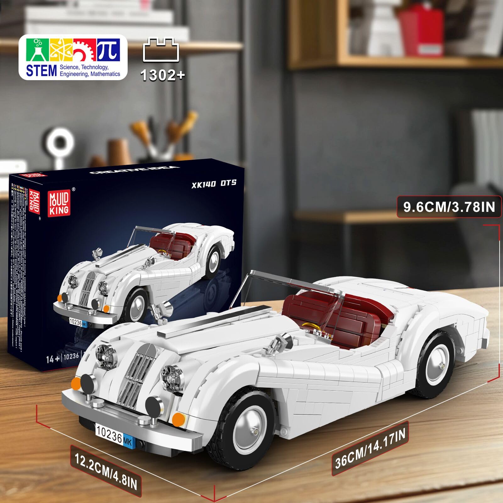 Mould King 10236 - Set di mattoncini per auto sportive, 1302 pezzi, modello creativo di auto d'epoca, per ragazzi e adulti 14+ (versione statica)