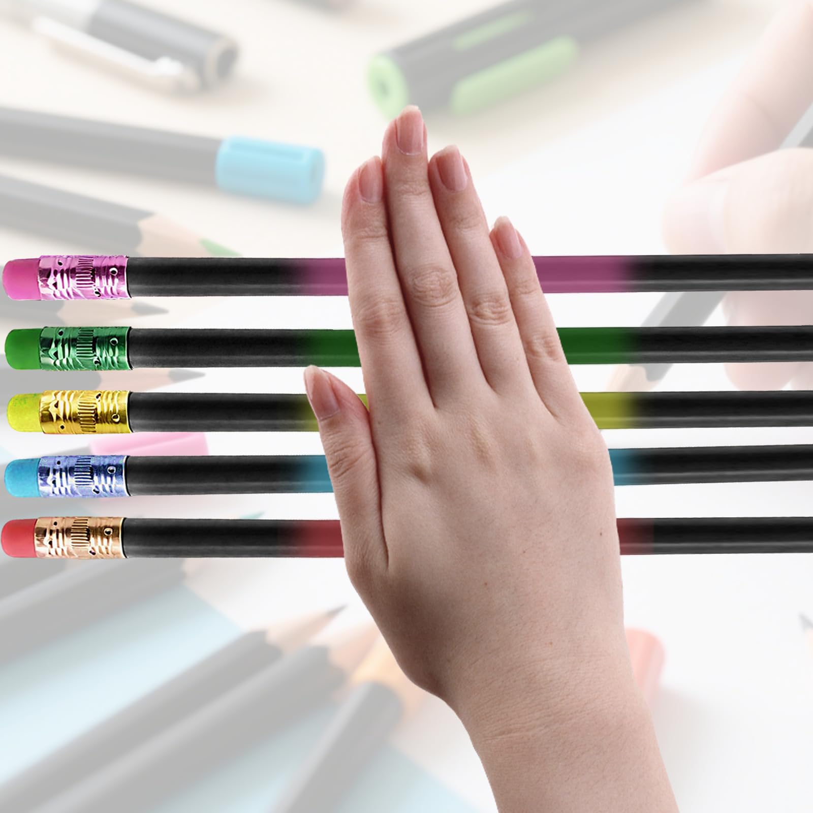 Vxcbad 30 Pieces Rainbow Colouring Pencils,Colouring pencils for kids,Pencils with Eraser,Gifts for pupils from teacher Multicoloured Pencil for Drawing Writing - Image 3