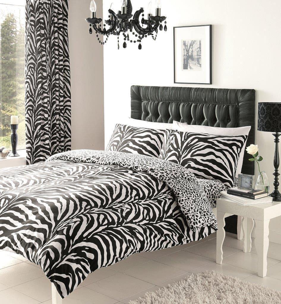 FAIRWAYUK Zebra Skin Duvet Cover Set Double, Quilt Bedding With Pillowcase, Ultra Soft, Easy Care