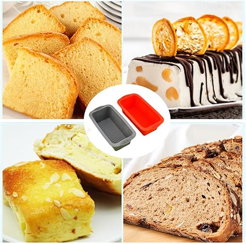 Miniatura 3 de XZJMY Paquete de 2 moldes cuadrados de silicona para tartas, moldes de pan de 8 x 4 pulgadas, molde de silicona antiadherente, fácil de liberar,