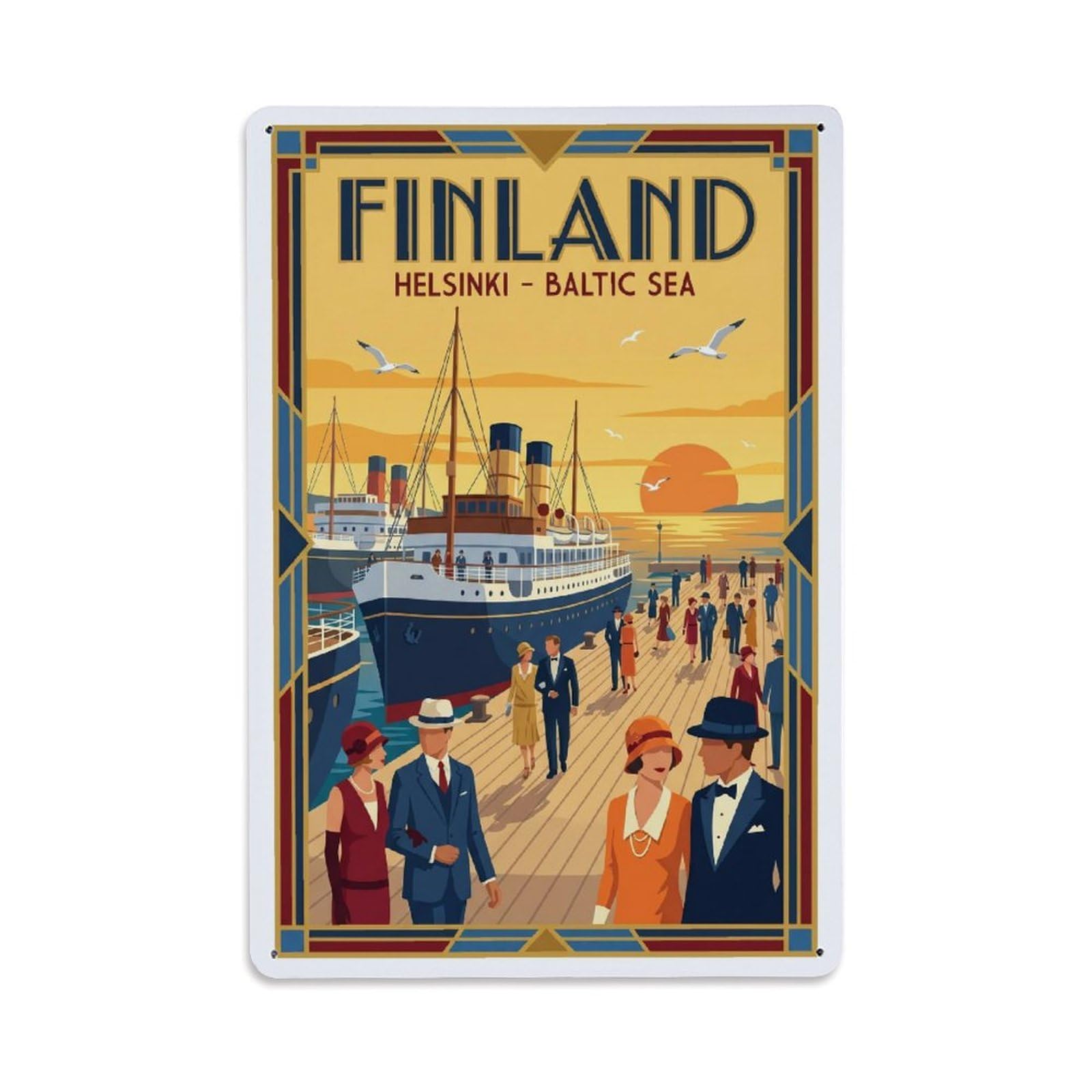 Olhnbad Style Helsinki Baltic Sea Maritime Travel Harbor Metal Tin Sign