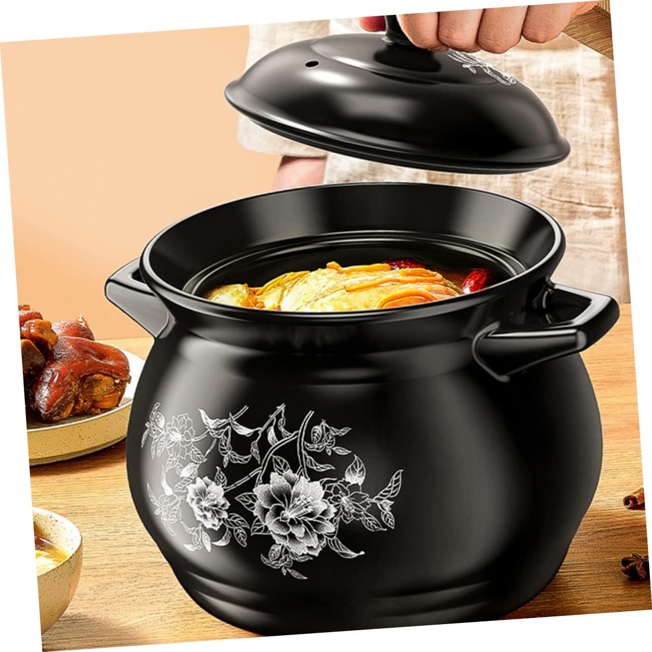 Ciieeo Ceramic Soup Pot Large Stew Pot Side Handles Stockpot for Home Cooking Random Color