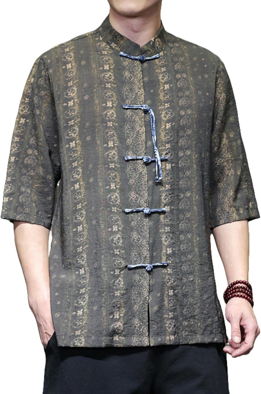 Men's Spring Summer Trendy Retro Cotton Linen Short Sleeve Shirt