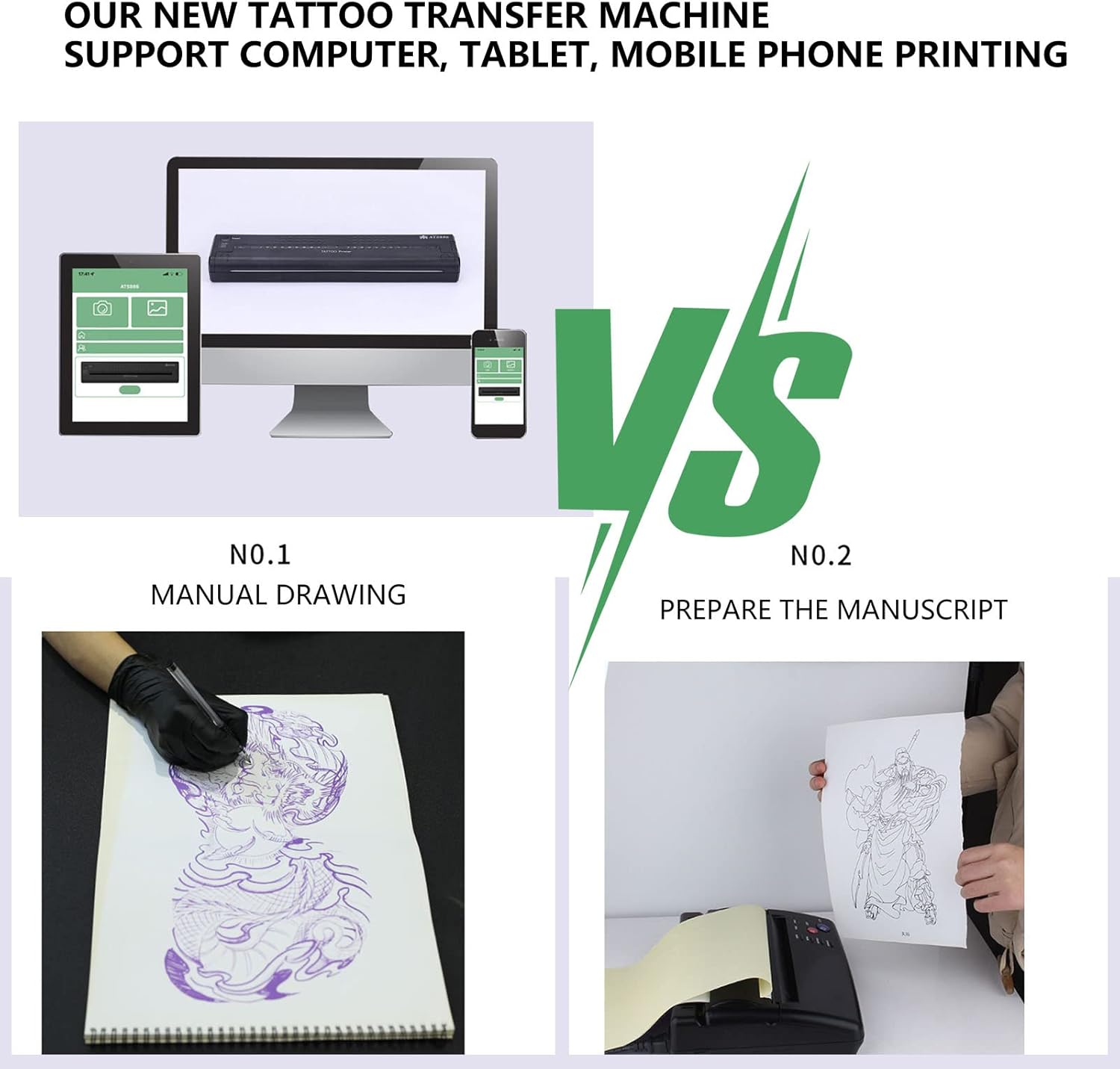 Feiangel ミニタトゥー転写機 ミニサーマルタトゥー転写コピー機 (白