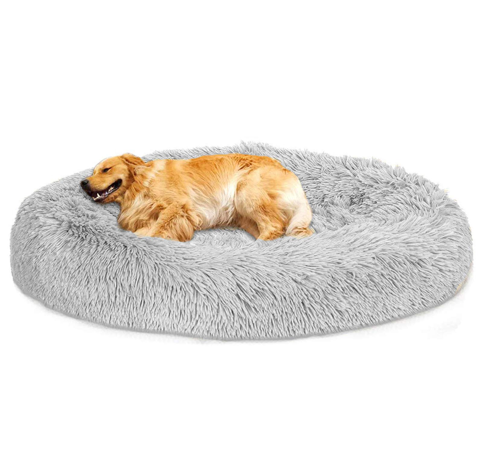 Loir Fluffy Donut Hundebett – 70 Cm, Hellgrau, Weich, Waschbar, Mit Rutschfester Unterseite