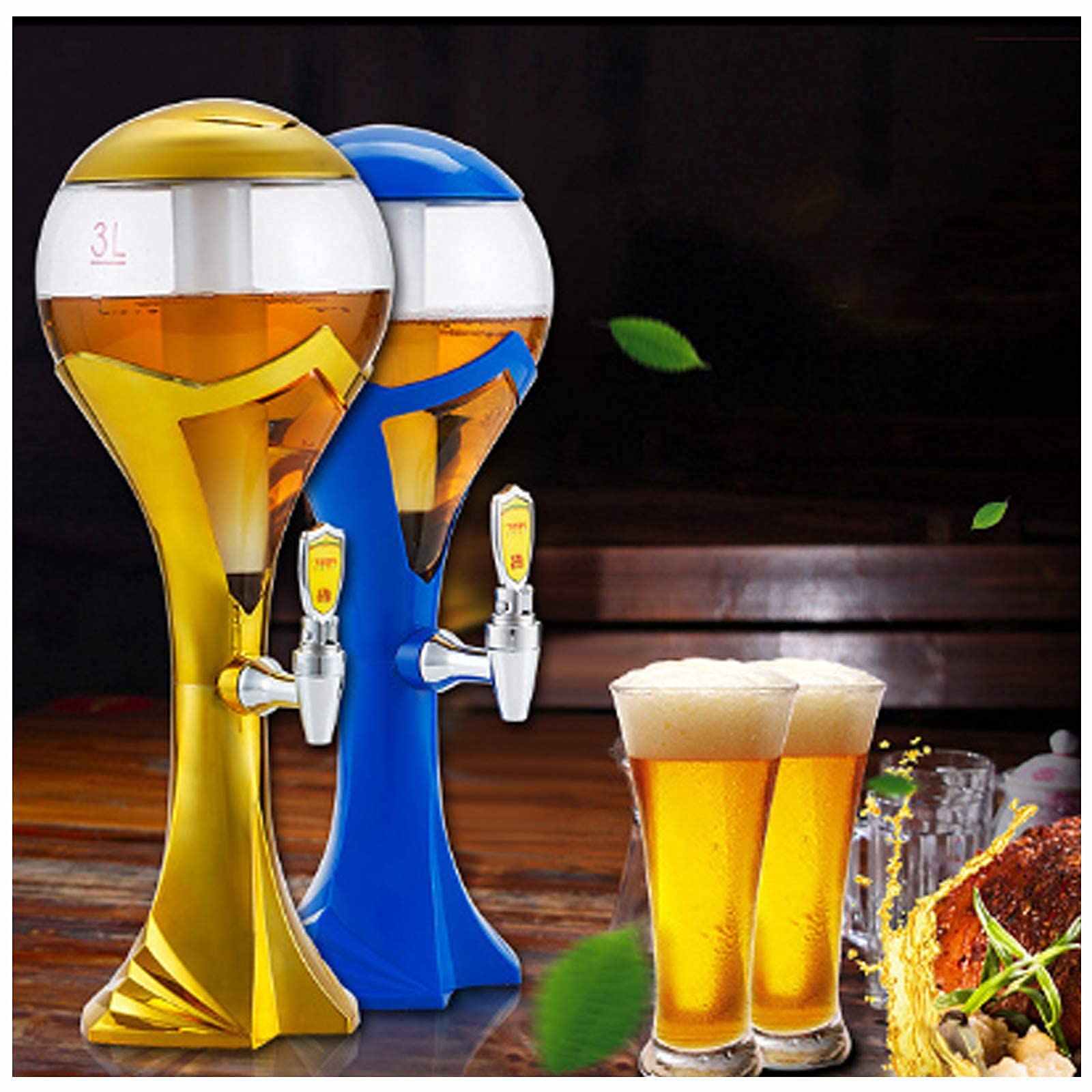 MU Bierturm, Bierfass Spender Draft Bierpumpe Mit Wasserhahn Für Partygetränke Bier Abgabe Von Ständer Party Gadgets,2,5L.