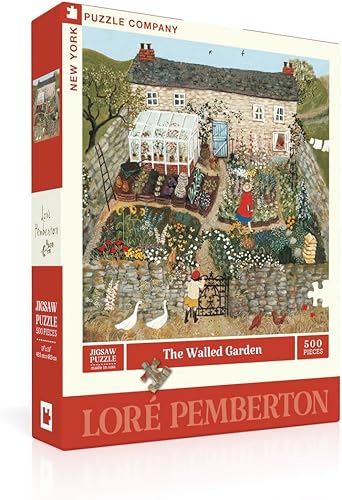 New York Puzzle Company - Loré Pemberton The Walled Garden - Rompecabezas de 500 piezas para noches de juego familiares por Loré Pemberton El jardín