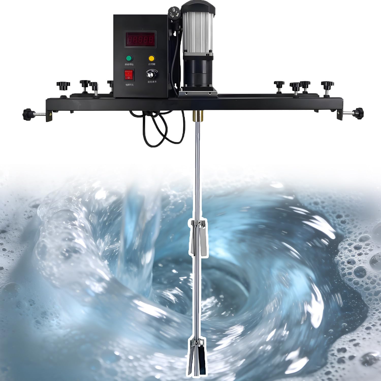 YNBSHGAA Electric Paint Mixer, 980W IBC Barrel Drum Stirrer with Support Hanger, Efficient Ink Dissolver Agitator for Commercial Paint Mixing,A