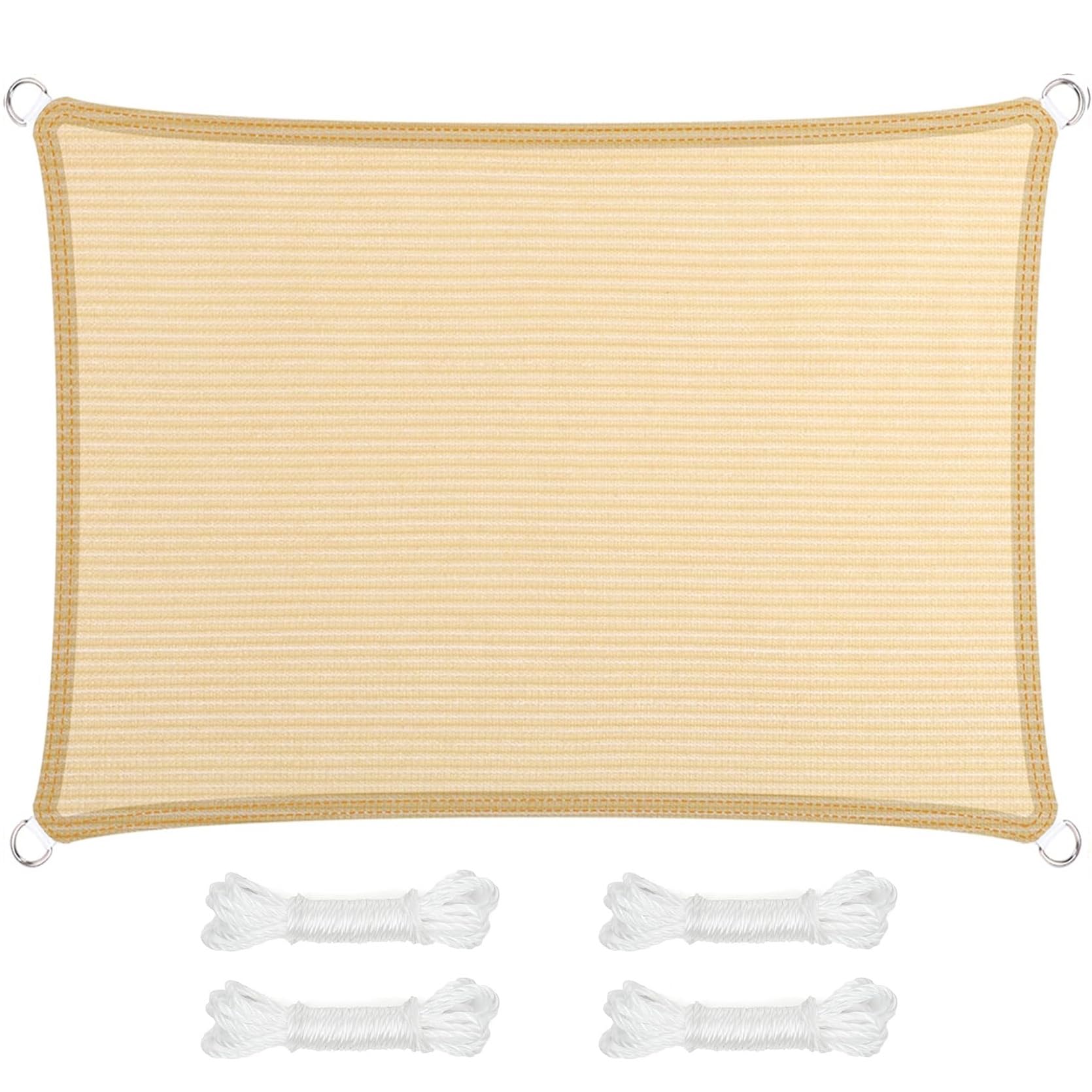 Voile ombrage anti-déchirure beige 440 x 460 cm résistant aux UV et intempéries