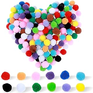 200PCS Craft Pom Poms 1 Inch Colored Pompoms for Crafts, Cotton Balls Soft Fuzzy Pom Pom Puff Balls for DIY Arts, Crafts Projects, Home Decorations (Multi-Colored)