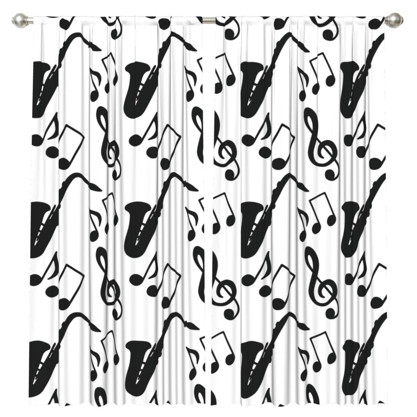 InOmak Musical Music Saxophone, 2 Panels Window Curtains 52 x 84 Inch Blackout Curtains for Living Room Bedroom