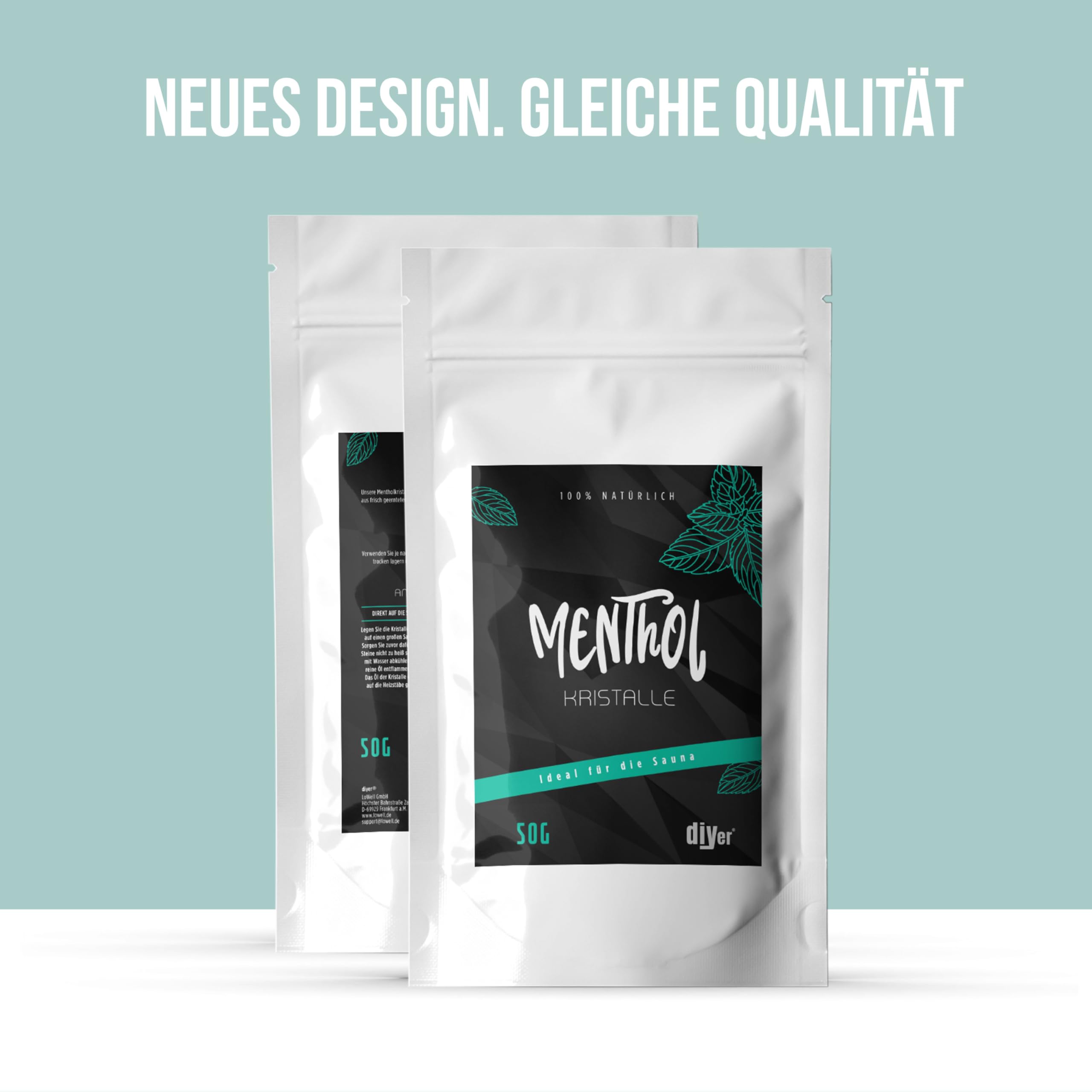 500g kryształków mentolowych w praktycznej torebce z suwakiem - certyfikowana jakość premium ze 100% czystego olejku miętowego - idealne jako napar do sauny - kryształki lodu