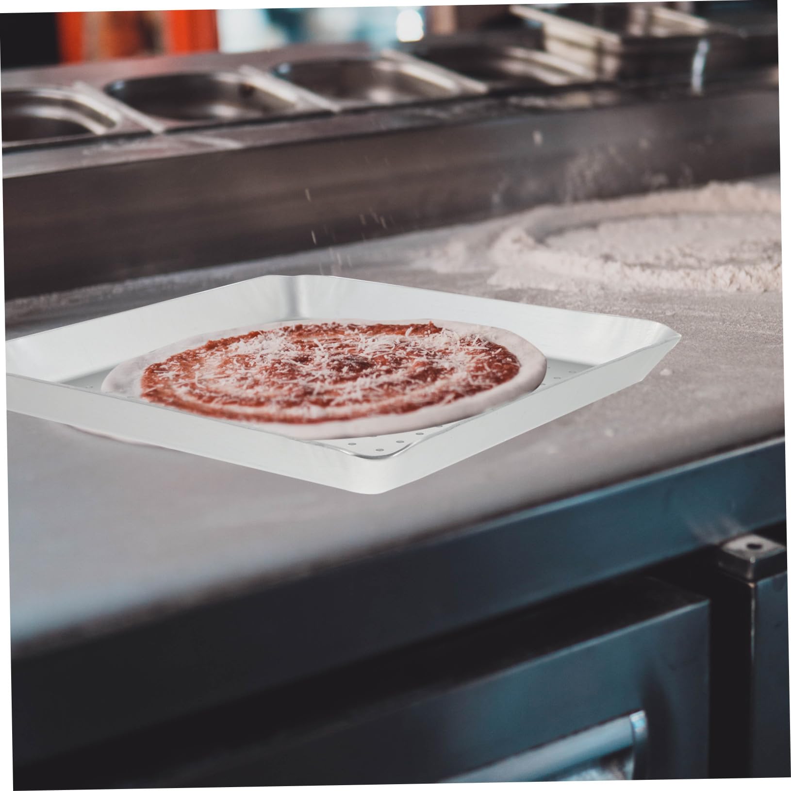 Hohle Pizzapfanne aus Aluminiumlegierung, Perforiert, Silber | Backform für Küche und Ofen, 1 Stück, Wärmeleitung, Chemische Korrosionsbeständigkeit