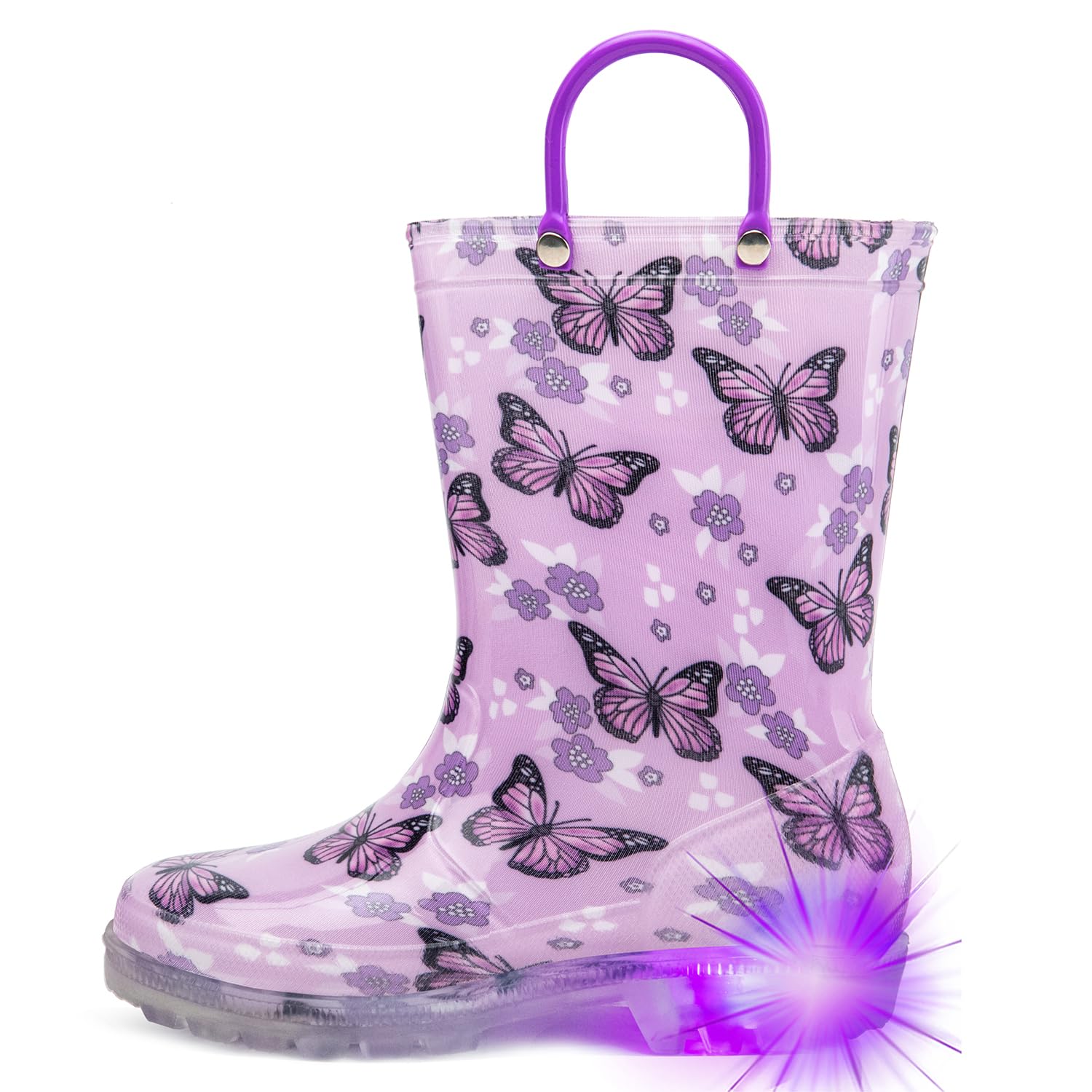 HugRain Light Up Rain Boots for Little Kids