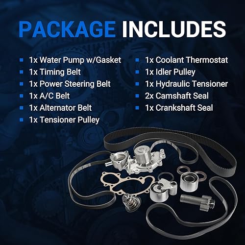 Miniatura 3 de Autoround Kit de correa de distribución con bomba de agua compatible con Toyota Tacoma 1995-2004/Tundra 2000-2004/4Runner 1996-2002/T100 1995-1998