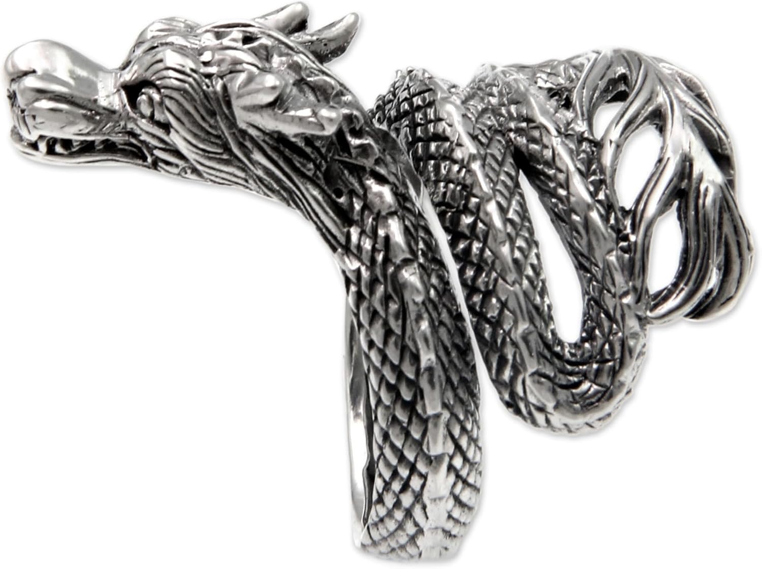 NOVICA Artisan Handmade .925 Sterling Silver Wrap Ring Unique Indonesian Animal Themed Power Dragon 'Baby Dragon'