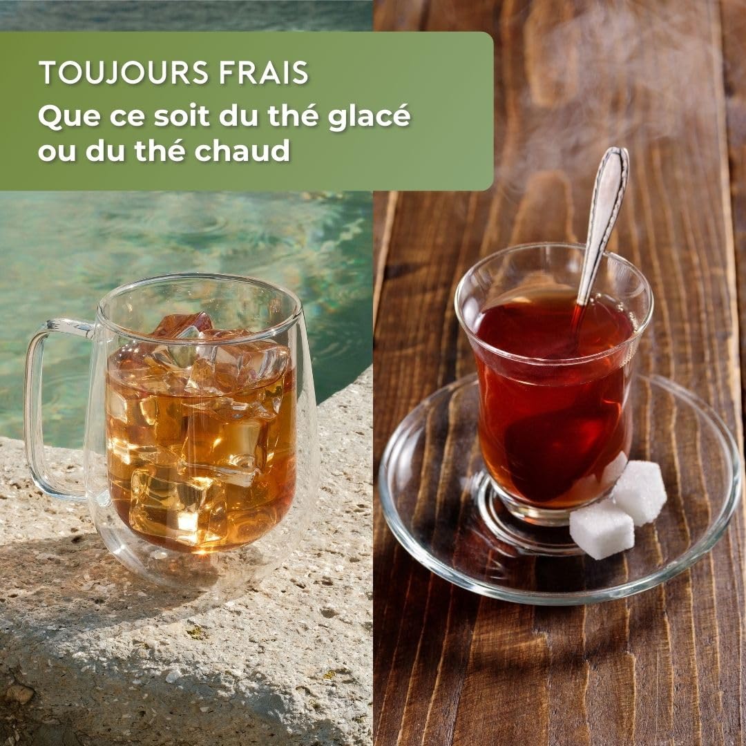 Machine à thé BRU pour thé en vrac & herbes & sachets de thé, SANS capsules, distributeur d'eau chaude & machine à thé, système de nettoyage automatique (Noir/Chrome)