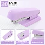SKYDUE Purple Desk Organizer, Purple Office Desk Accessories 10Pcs, Pencil Holder for Desk, Stapler, Tape Dispenser, Scissors, Ruler, Binder/Paper Clips and 1000pcs Staples,Office Supplies for Women