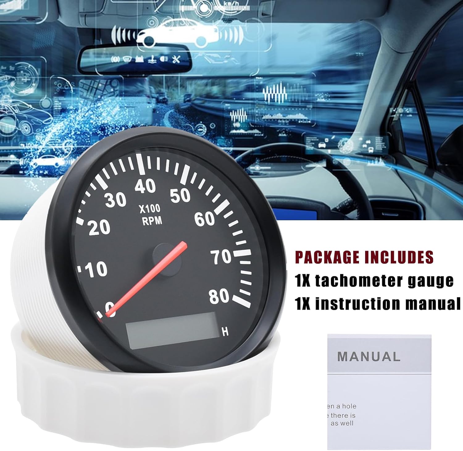 Geloo Tachometer showing 'WORK' and 'UNWORK' states