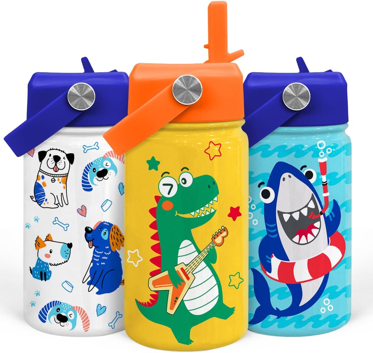 Dinosaurs Water Bottle - Dino Kids Water Bottle with Straw Lid - 12 Oz Insulated Stainless Steel Water Bottles for Kid Boys - Travel Cup for School Sports - Image 2