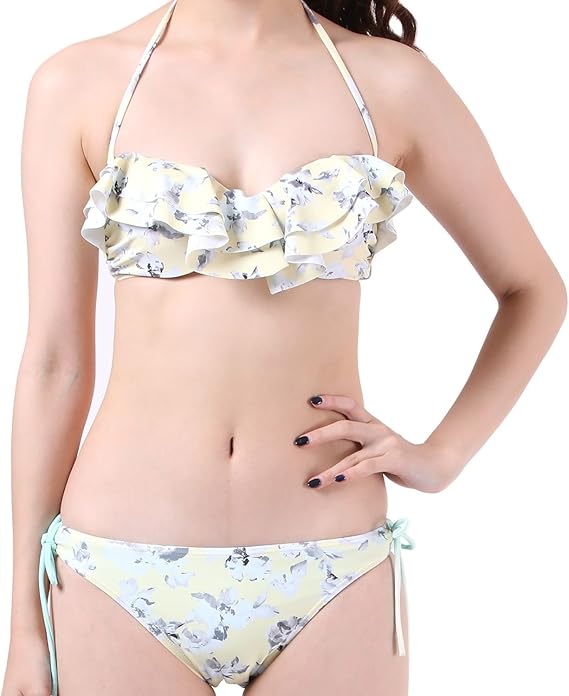 Amazon マーキュリーデュオ 婦人水着 花柄リバーシブルパンツフリルワイヤービキニ レディース Yl 日本 9m 日本サイズ9 号相当 ビキニ セパレーツ 通販