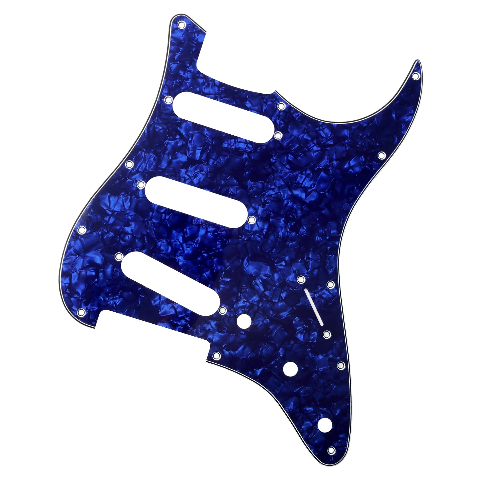 Banworks 4 Ply Strat SSS Pickguard 11-Hole Electric Guitar Pickguard Scratch Plate for USA/Mexican Modern Style Standard Stratocaster ST JT/HB-01 Blue Pearl - Image 4
