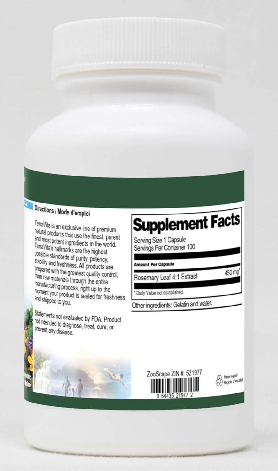 Rosemary Leaf 4:1 Extract - 450 mg (100 Capsules, ZIN: 521977)