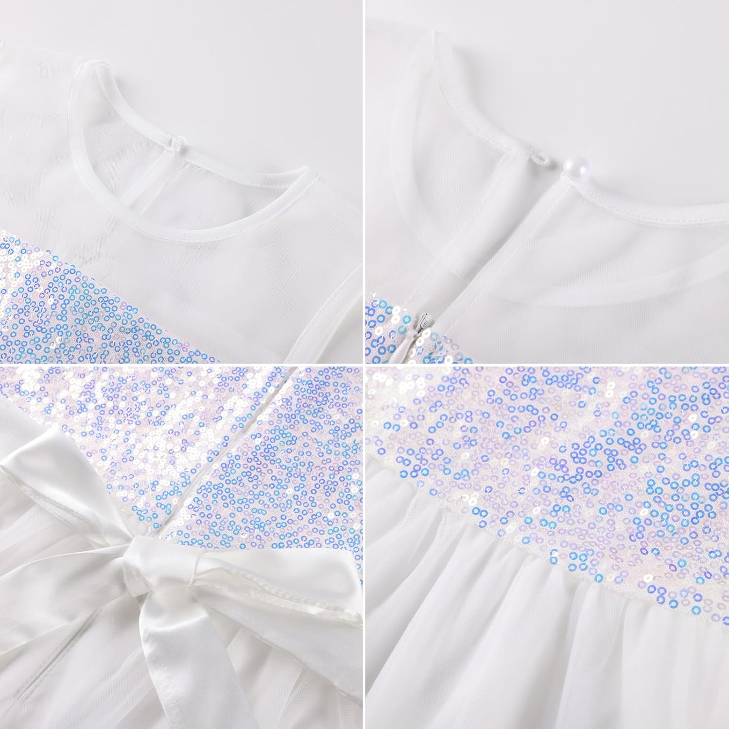 GRACE KARIN Girls Sequin Party Formal Dress Wedding Guest Sparkle Fancy Birthday Tulle High Low Prom Dresses 6-14 Years - Image 5