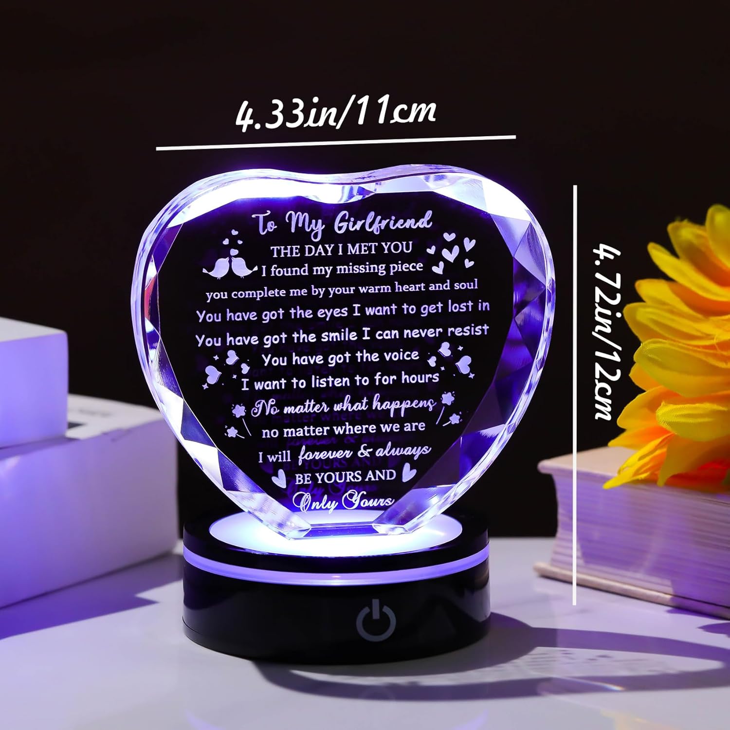 Ornalrist Gifts for Girlfriend with Light Base, Girlfriend Gifts from Boyfriend, Romantic Anniversary Birthday Gifts for Girlfriend Her Valentines Christmas I Love My Girlfriend Gift for Women - Image 3