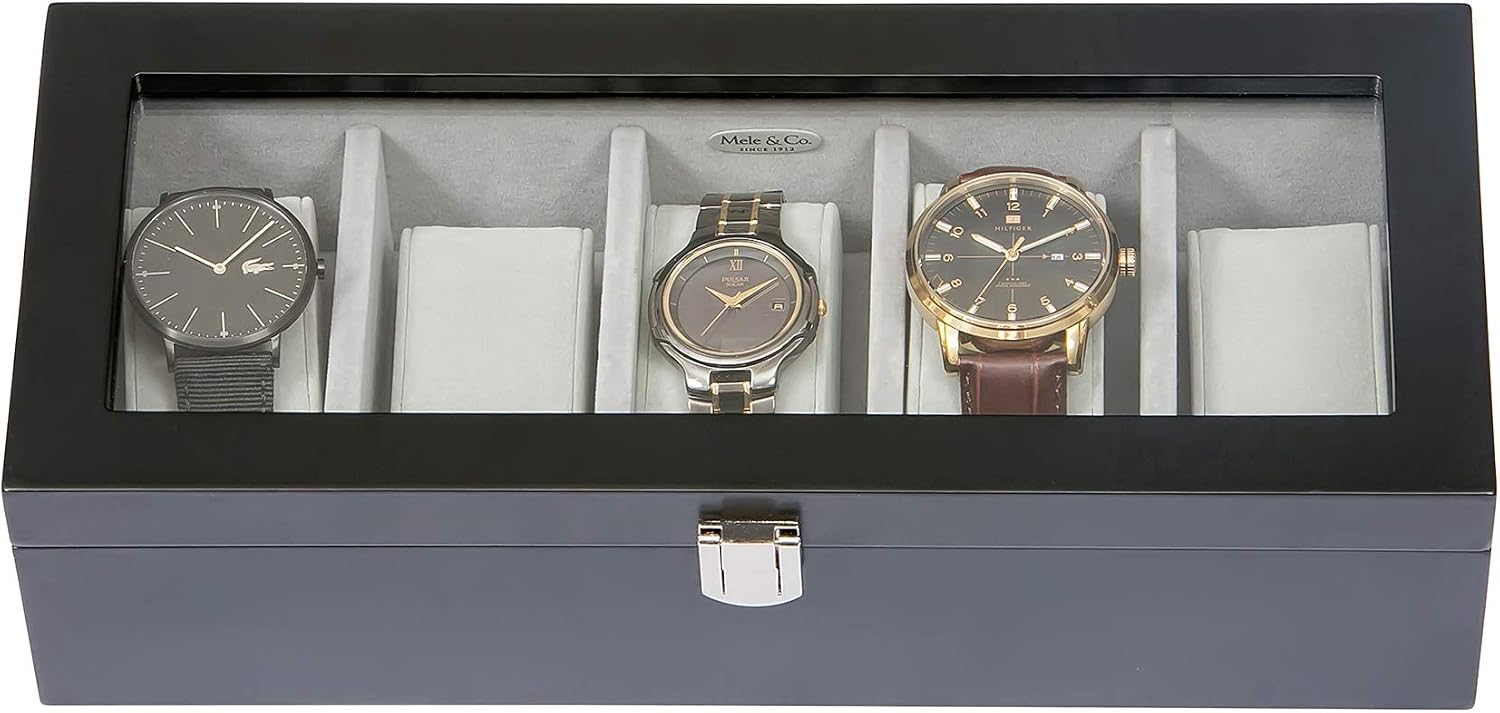 Mele and Co Tate Glass Top Wooden Watch Box
