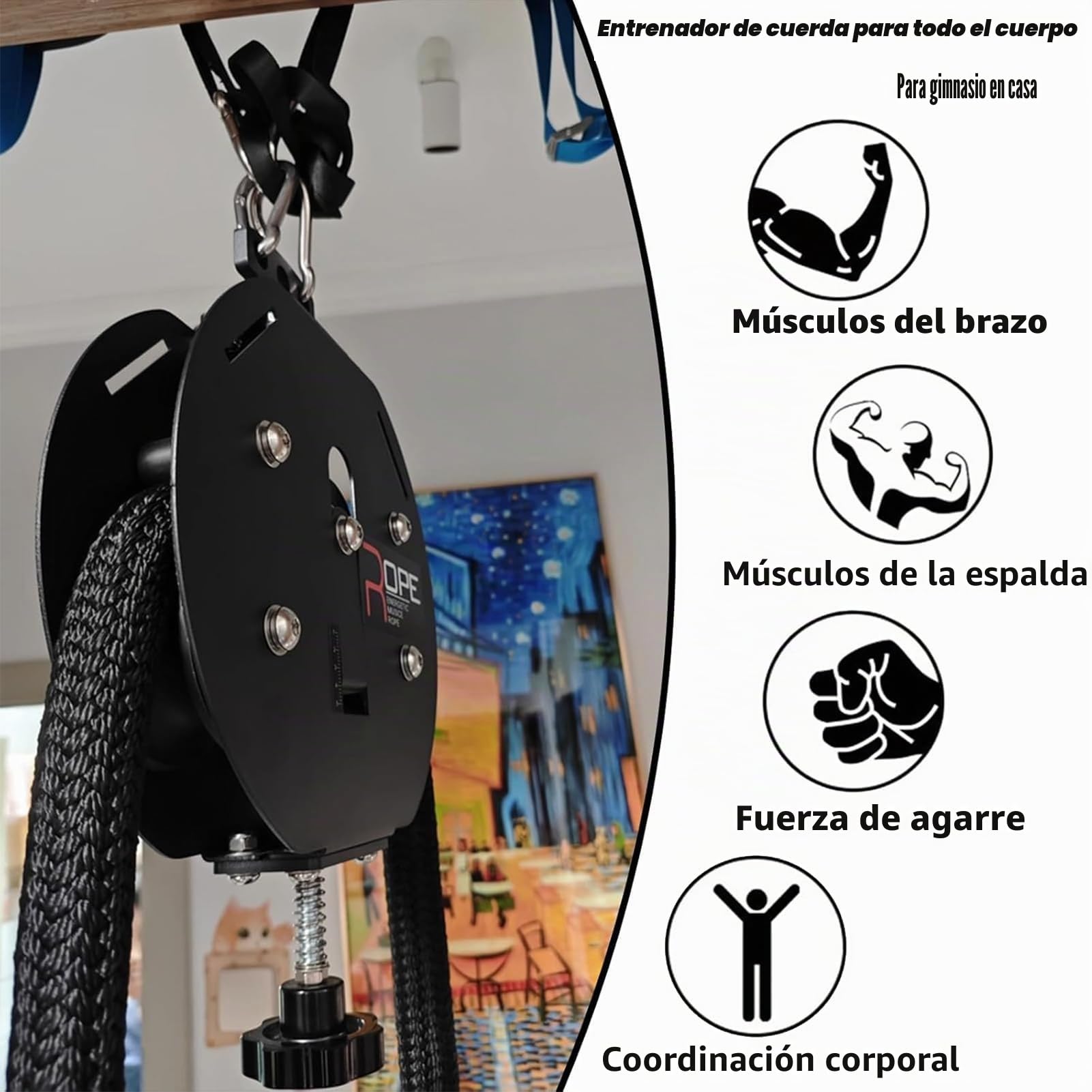 Máquina De Entrenamiento De Resistencia, Entrenador De Cuerda Sin Fin For Gym En Casa, Endless Rope Trainer, Sistema De Poleas De Cable Portátil, para Entrenamiento De Cuerpo Completo