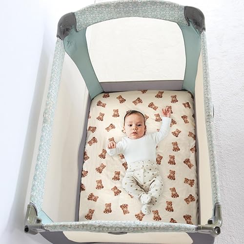 Miniatura 7 de LifeTree Sábanas de cuna unisex para bebé, sábanas bajeras de muselina para cuna, 70% viscosa de bambú y 30% algodón, se adapta a minicuna y paquete