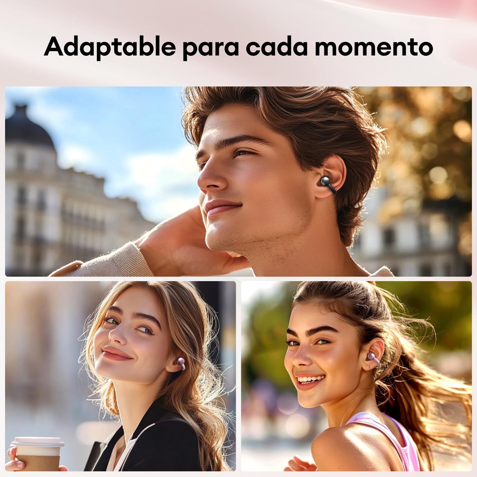 Auriculares Oreja Abierta Inalambricos Bluetooth con Pantalla LED y Decoración de Mariposa, Clip Abierto, Estilo Moderno, Sonido Envolvente, Auriculares Open Ear para Mujeres Elegantes, M100 Rosa