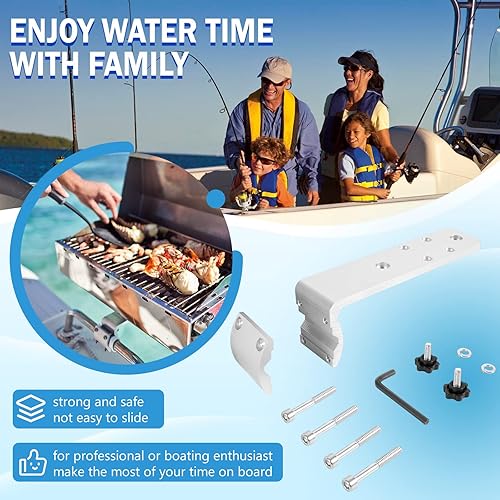 Miniatura 3 de Bonbo 58182 Reemplazo para cualquier parrilla de barbacoa Kuma Kit de soporte de parrilla de montaje en riel marino interiorfuera de borda