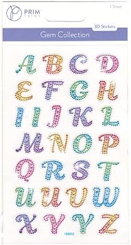 Rhinestone Letters - Initial Gem Stickers Cursive Letter Monogram Bling Alphabet Stickers Grad Cap Decorations Jewel Crystal Sparkly Decals Stick On Crafts Cards 16 MM Scrapbook Lettering 5/8"