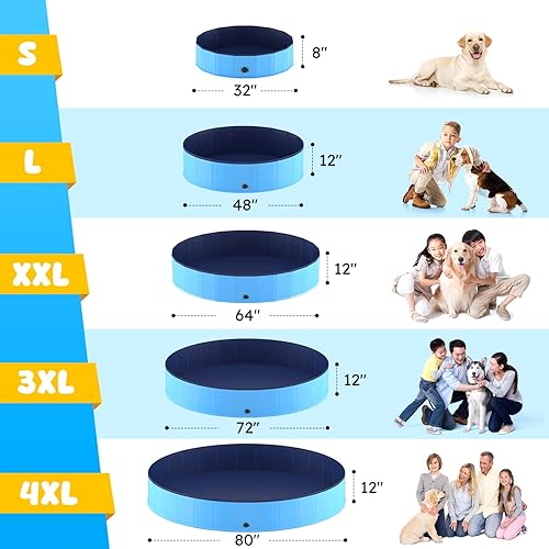 Miniatura 4 de Niubya Piscina plegable, piscina plegable de plástico duro, bañera portátil para mascotas, perros y gatos, piscina para mascotas para interiores y