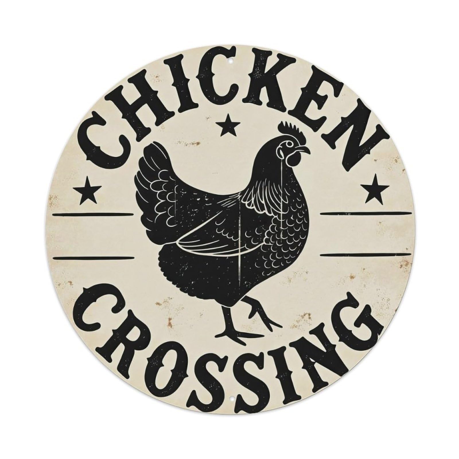 Chicken Crossing Sign Pattern Print Metal Tin Sign