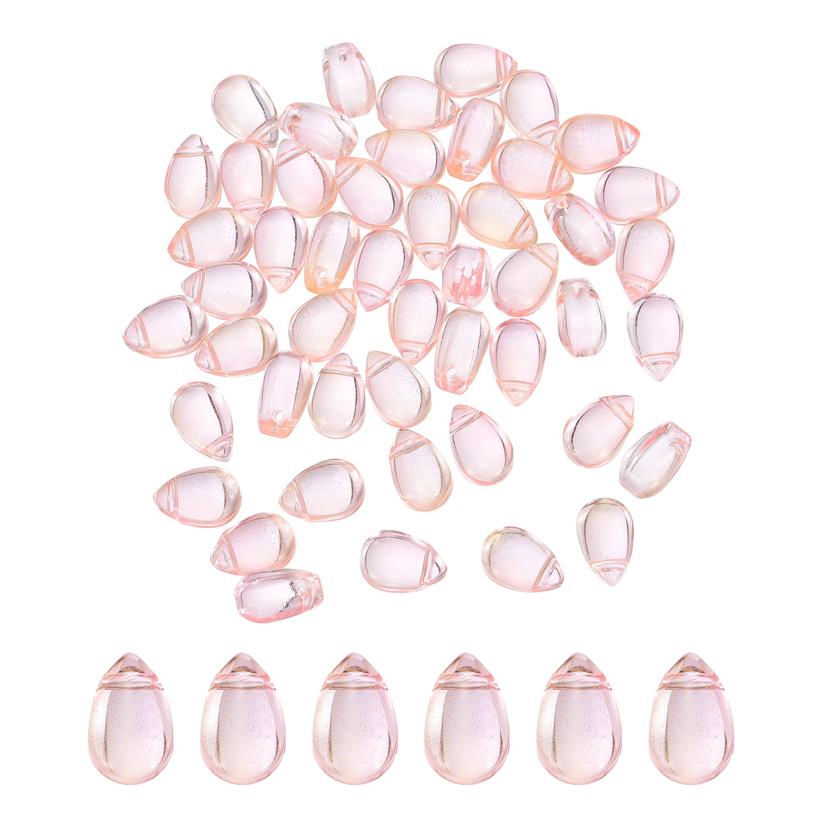 sourcing map 60 Pcs Teardrop Crystal Glass Beads, 6x9mm Teardrop Glass Charm Pendants Water Drop Beads Top Drilled for Jewelry Making DIY Craft Bracelets Necklace, Pink Gold — image 1