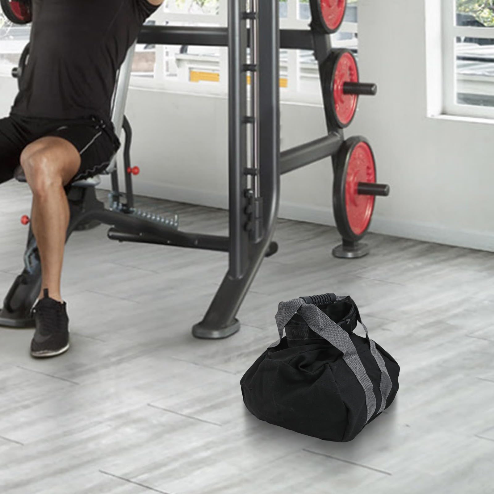 Bolsa de arena ajustable de lona con asa para fitness, entrenamiento en casa y yoga, capacidad de peso de 0 a 35 libras, bolsa vacía para relleno personalizado