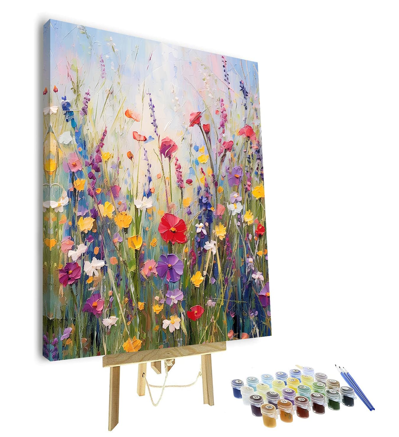 DIY Paint by Number for Adults Wildflowers Paint by Numbers Kits for Adults Acrylic Painting Paintwork with Paintbrushes Spring Meadow Color by Numbers Art Crafts(16"x20", with Frame) — image 1