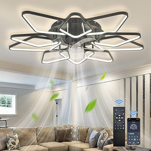 Ventilador de techo de 39 pulgadas con control remoto por aplicación de luces, moderno ventilador de techo sin aspas con luces, ventilador de techo