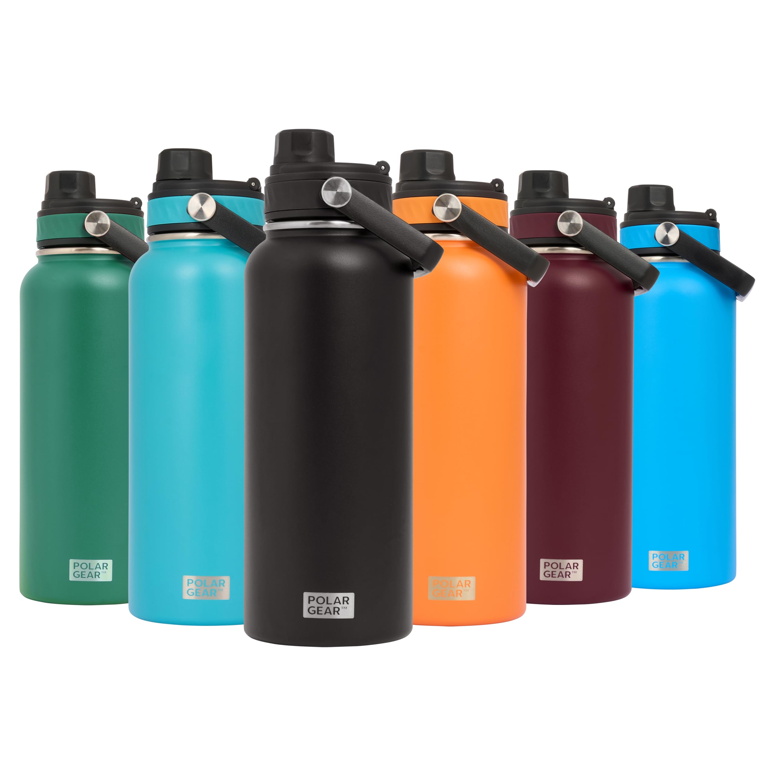 Polar Gear Hydra Venture 1L Stainless Steel Water Bottle - Durable, Leak-Proof, and Insulated for Cooler Drinks - Perfect for Hiking, Gym, and Daily Hydration (Black)