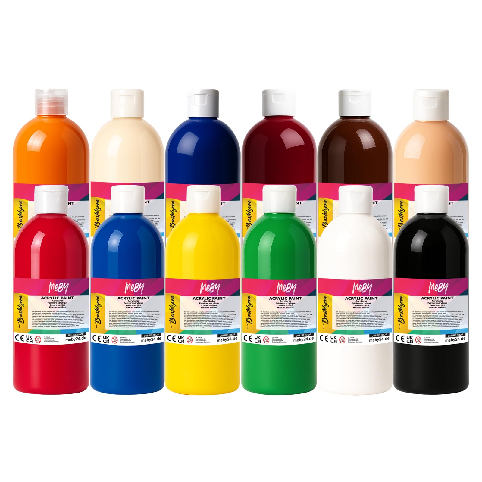 Juego de pinturas acrílicas opacas para lienzos, pouring, papel, madera, piedra, tela, cuero, metal, cerámica, juego de pinturas multiuso (12 colores)