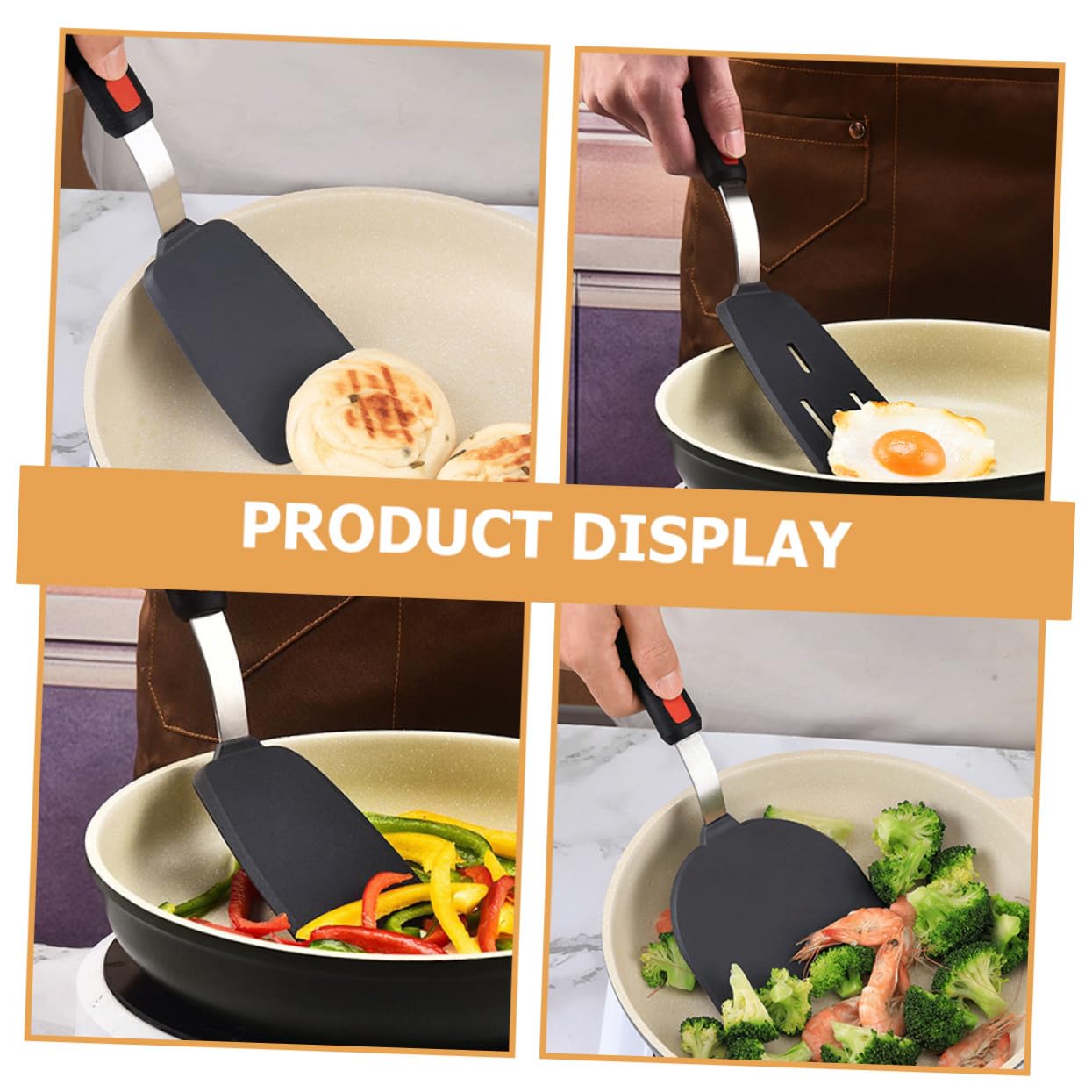 Juego de Espátulas de Silicona 3 Piezas para Cocina Antiadherente | Acero Inoxidable y Silicona, Resistente al Calor, No Raya Recubrimientos, Reutilizable, Negro, para Hogares y Restaurantes