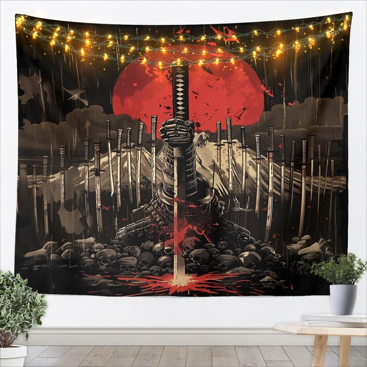 jejeloiu Japanese Tapestry Samurai Wall Hanging Blanket for Kids Boys Girls Mount Fuji Tapestriesting Sun Wall Art for Bedroom Living Room,Large 59x82 Inches