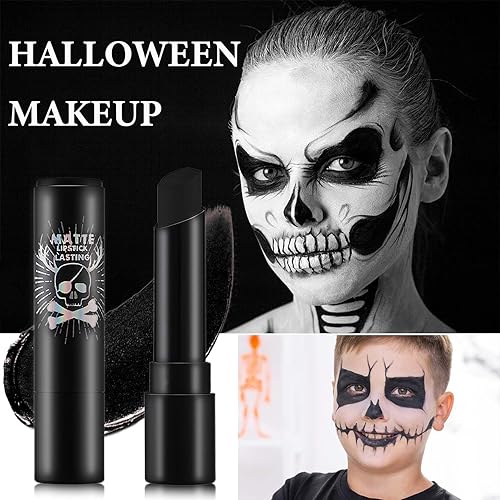 Miniatura 7 de Lápiz labial negro mate, maquillaje de ojo de payaso negro, barra de pintura corporal para béisbol, sóftbol, fútbol, profesional pigmentado en crema