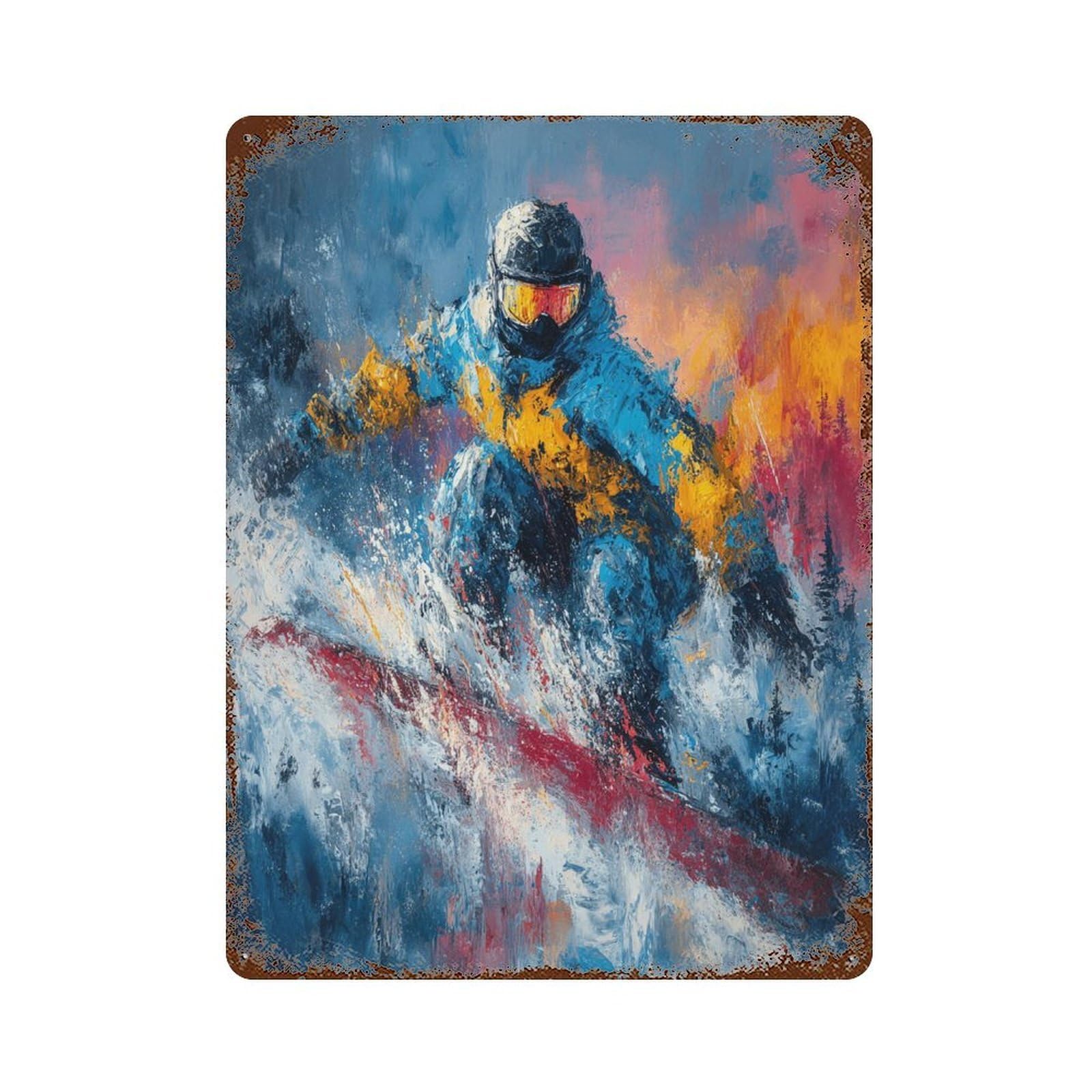 Snowboarder in Action -10 Retro Metal Sign 15.7"x11.8", Shabby Chic Decor for Bistro, Counter And Cafe Decor